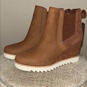 Toms Brown Wedge Ankle Boots